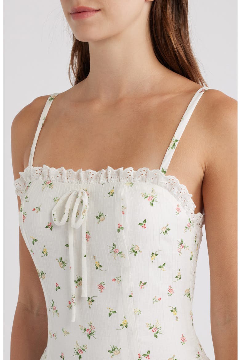 Floral Midi Dress, Alternate, color, WHITE MULTI