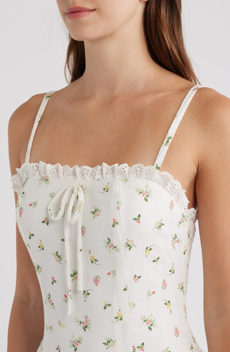 Lulus Floral Midi Dress, Alternate, color, White Multi