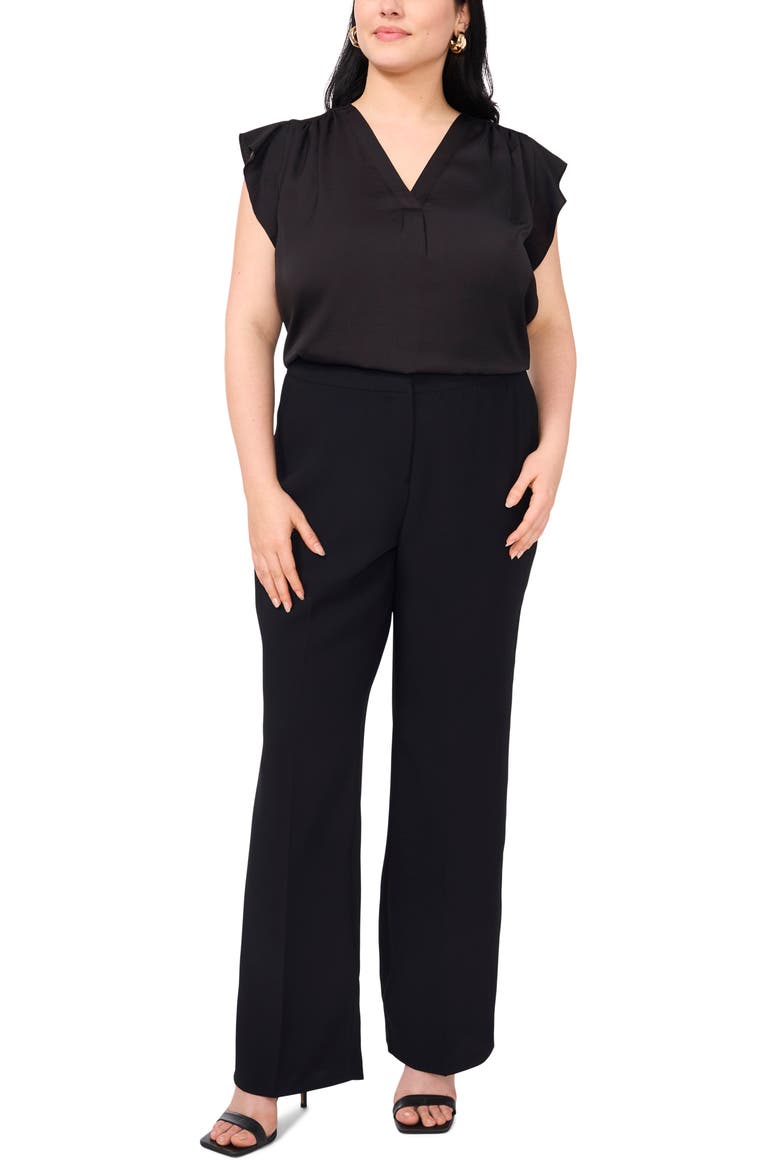 Ruffle Shoulder Sleeveless Blouse, Alternate, color, RICH BLACK