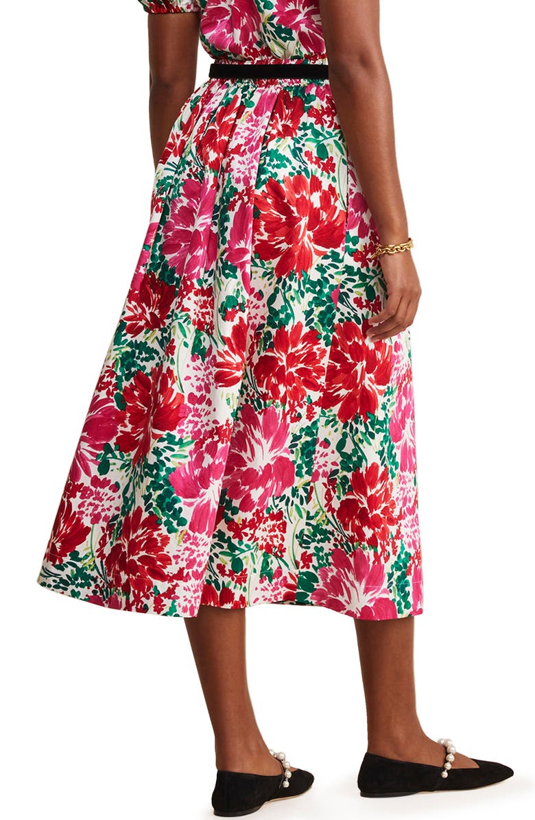vineyard vines Floral Cotton & Silk Faille Midi Skirt, Alternate, color, 