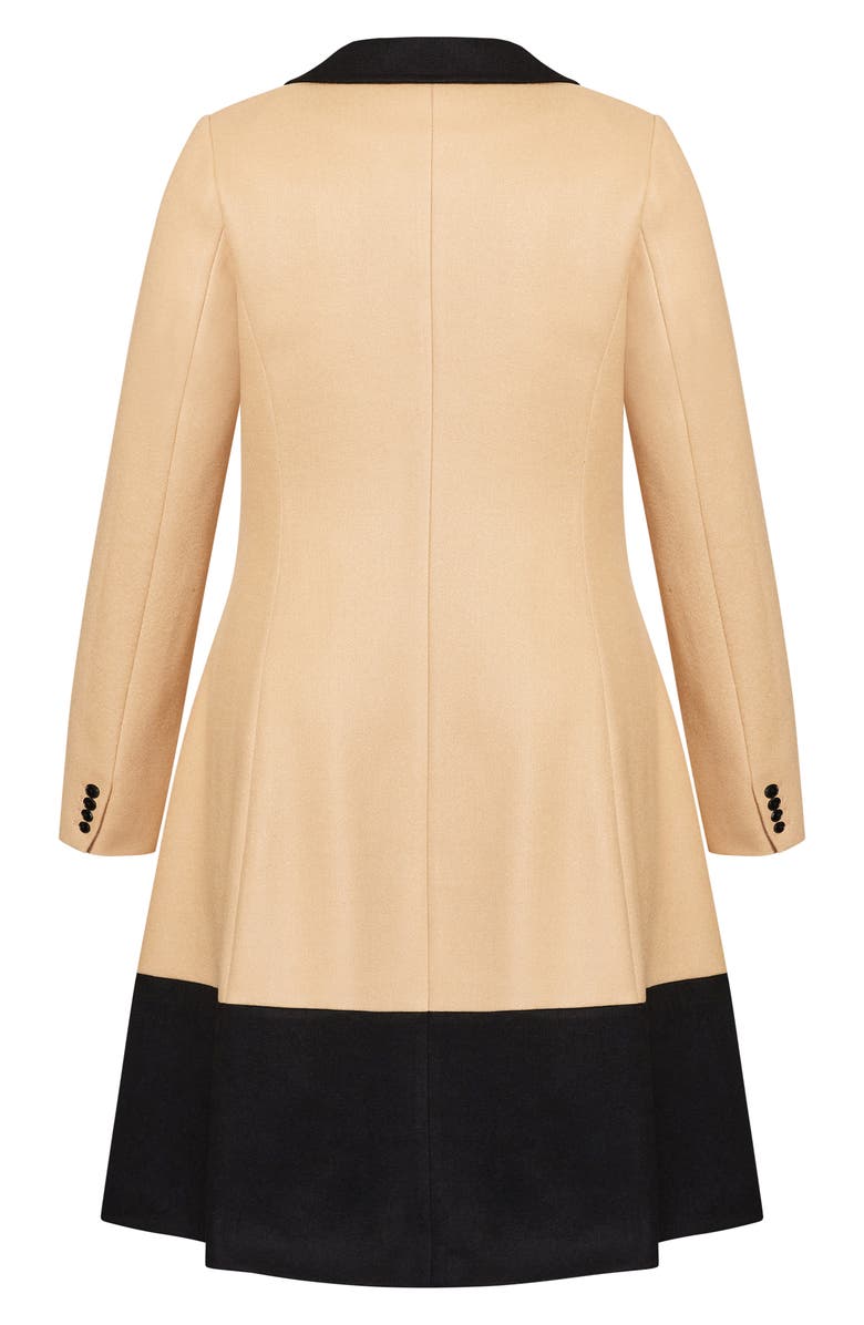 City Chic Arabella Colorblock Longline Coat, Alternate, color,