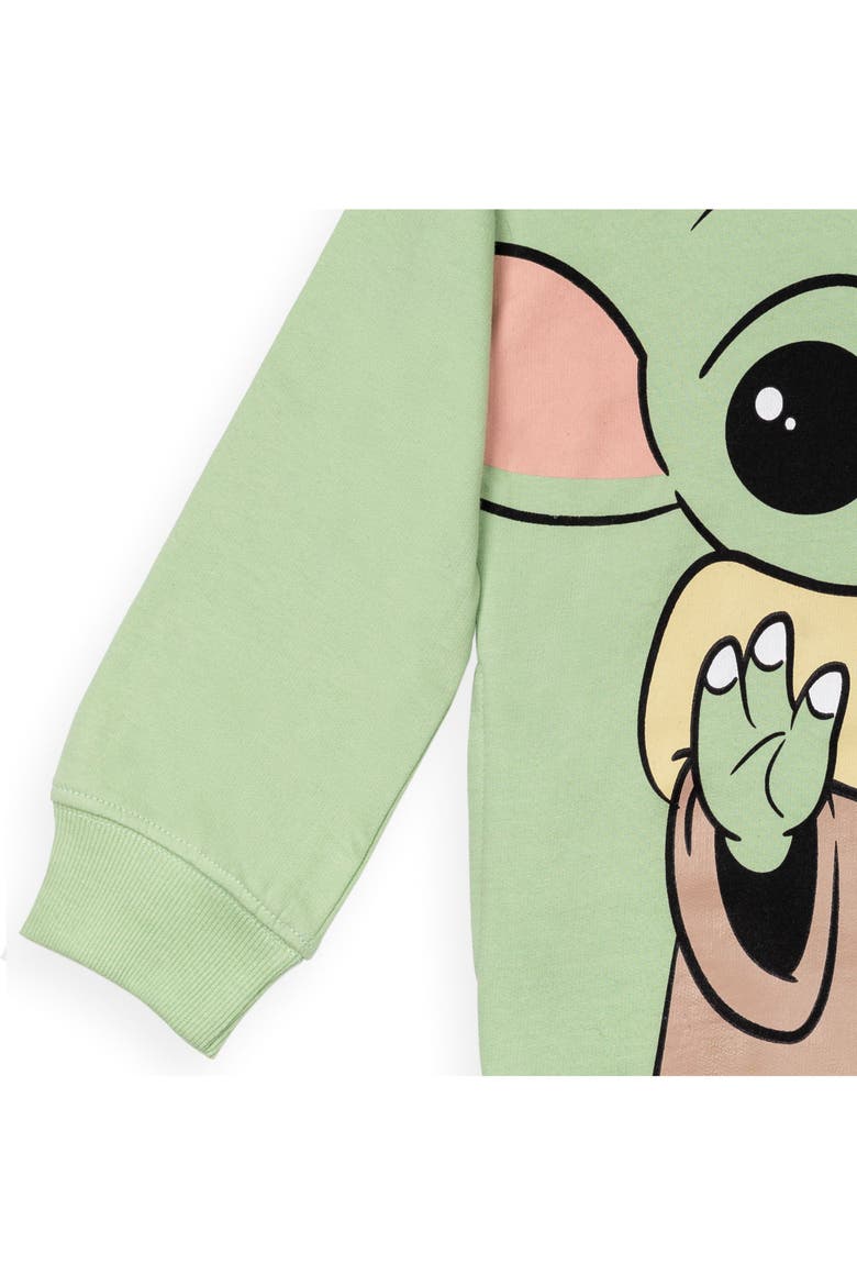 The Mandalorian Fleece Hooded Sweatshirt, Alternate, color, Grogu Light Green