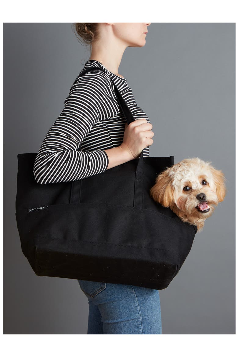 Waxed Canvas Pet Tote Carrier, Alternate, color, BLACK