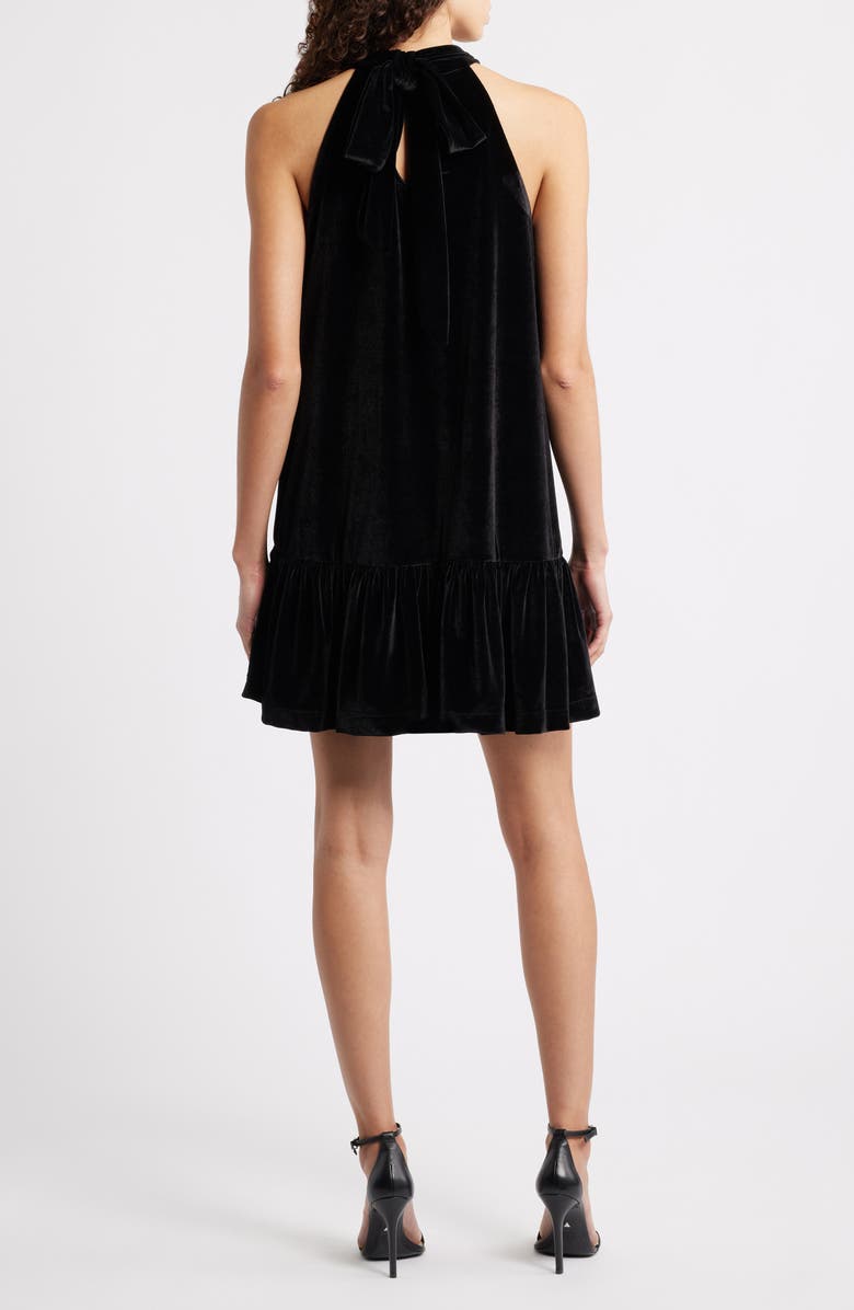 CeCe Rhinestone Bow Sleeveless Velvet Dress, Alternate, color, Rich Black