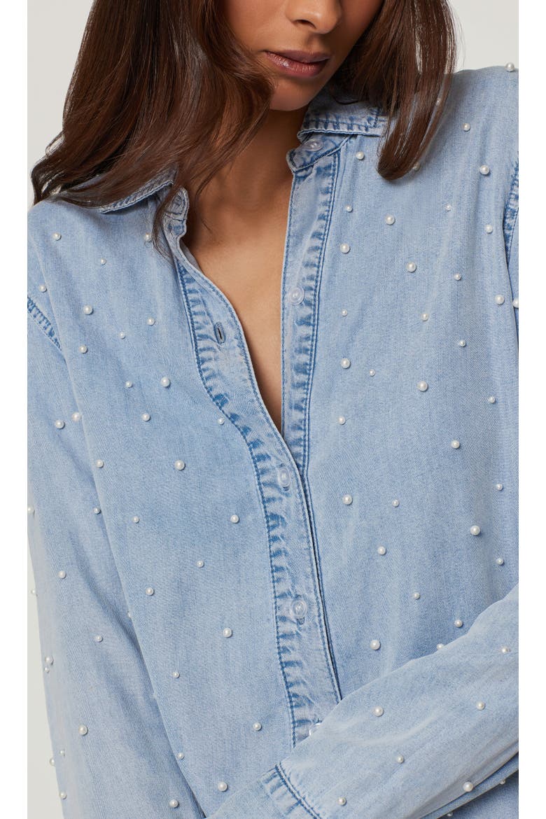Marcello Pearl Denim Shirt, Alternate, color, Light Blue/Pearl