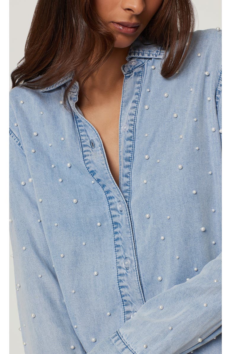 Generation Love Marcello Pearl Denim Shirt, Alternate, color, Light Blue/Pearl