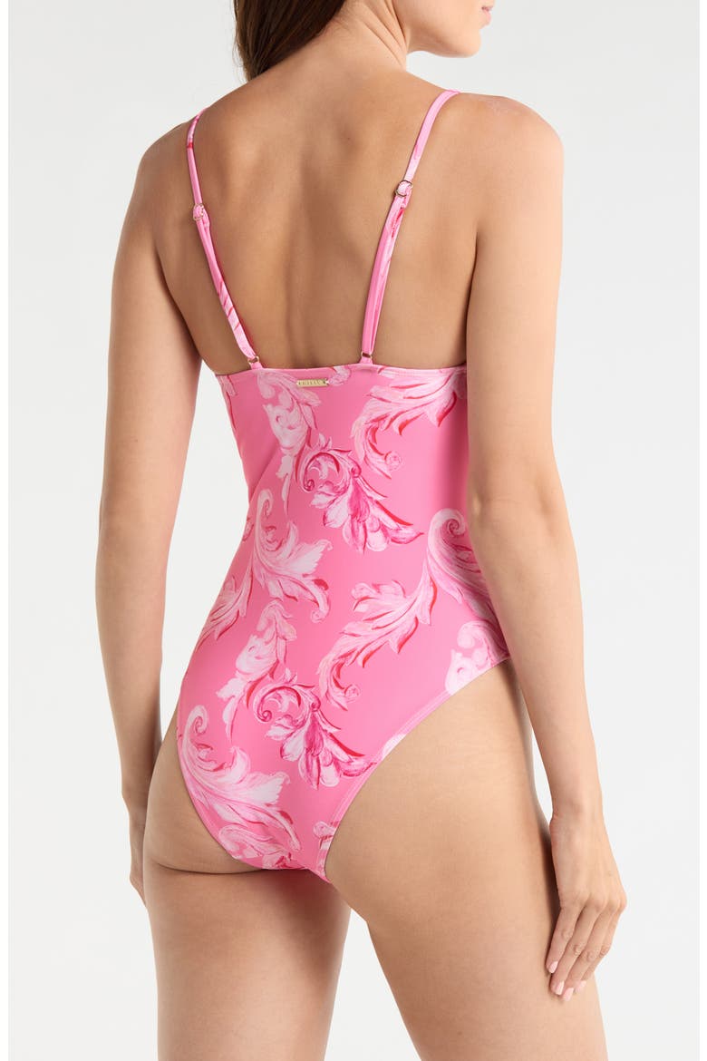 Canopee Ruched Loop One-Piece Swimsuit, Alternate, color, PINK MULTI