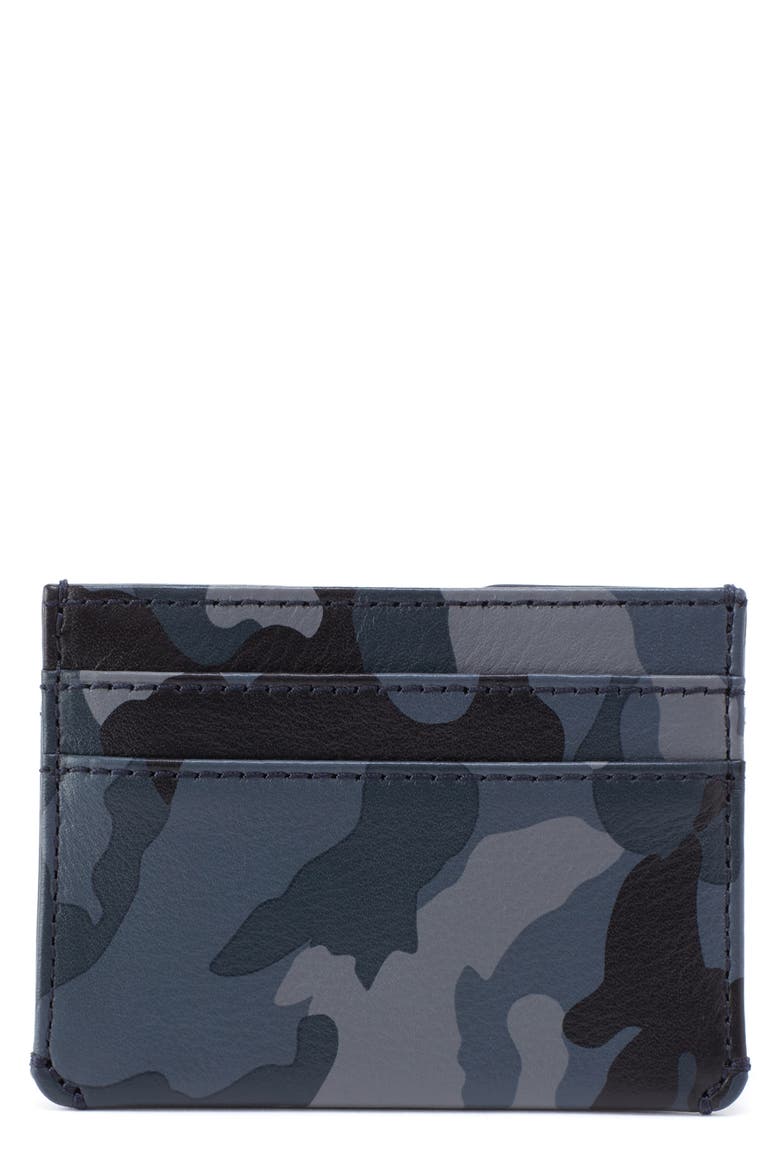 Leather Card Case, Main, color, BLUE CAMO