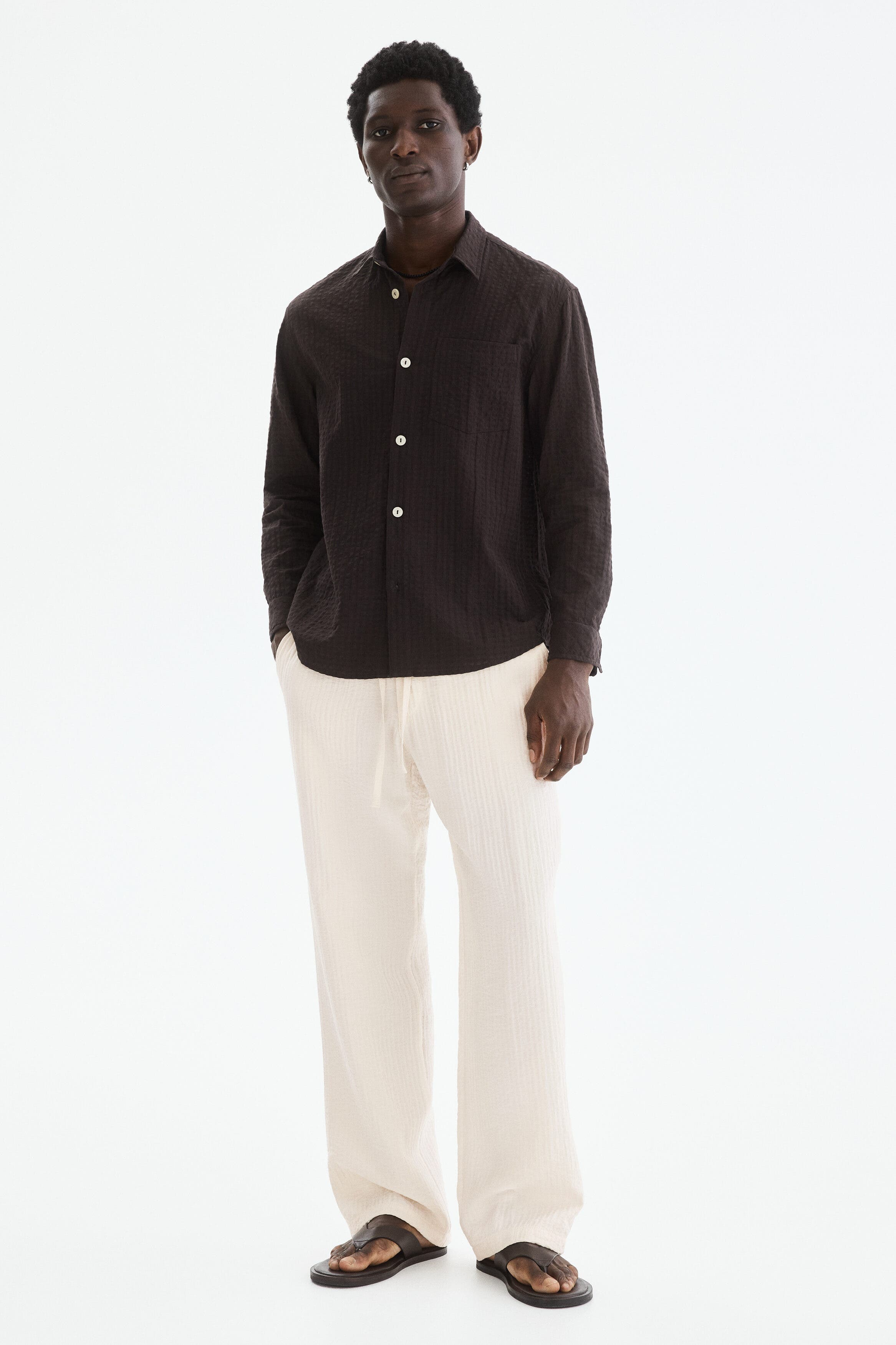 Relaxed Fit Textured Trousers - image 4