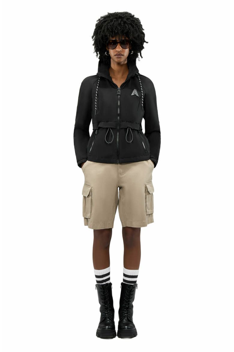 Women's Enneth Hooded Windbreaker with Adjustable waist, Alternate, color, Black