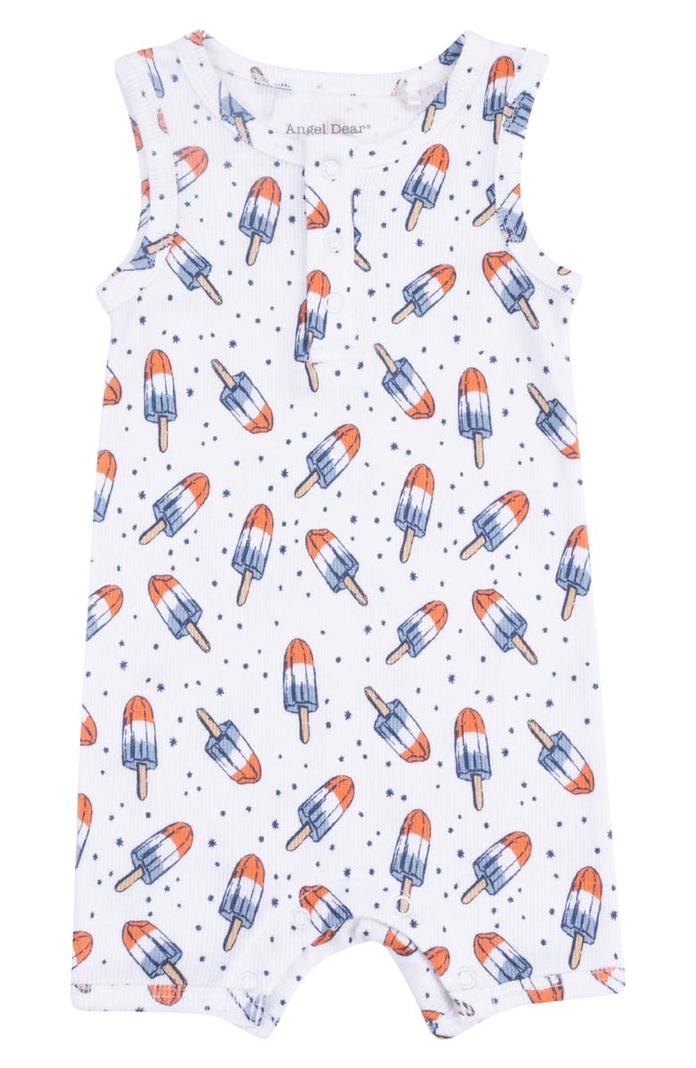 Angel Dear Print Henley Romper, Main, color, 