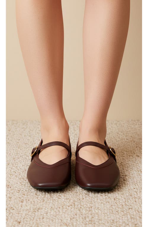 Menina Step Greta Leather Mary Jane Flat In Burgundy