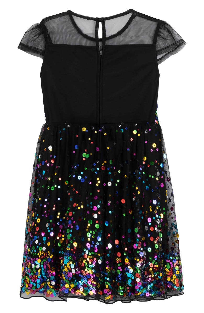 Speechless Kids' Sequin Mesh Dress, Alternate, color, Black/ Orchid