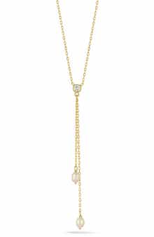 GLAZE JEWELRY Cubic Zirconia & Cultured Pearl Lariat Necklace