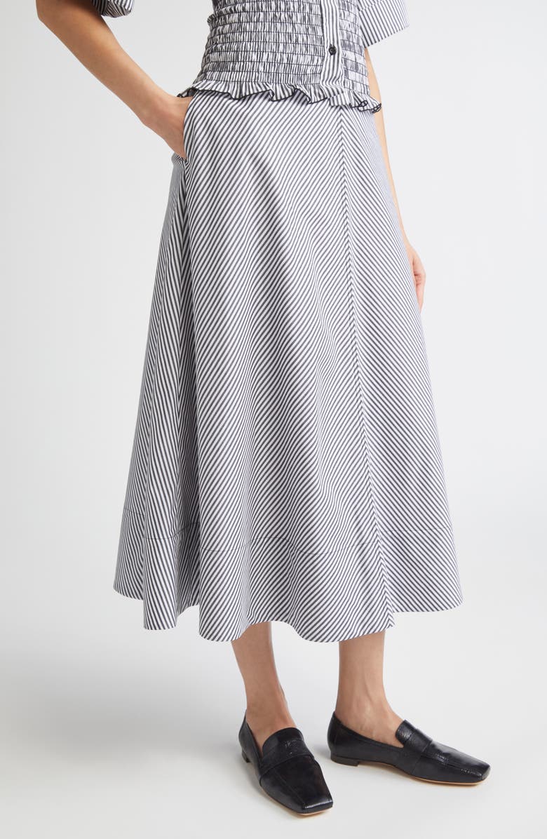 Brandon Maxwell The Knox Stripe Cotton Circle Skirt, Alternate, color, Black/ White Stripe