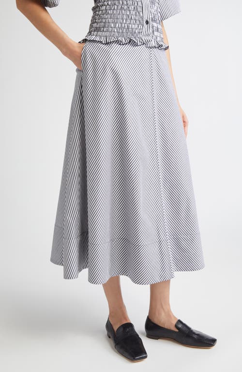 Brandon Maxwell The Harte Stripe Smocked Button-up Shirt In Gray