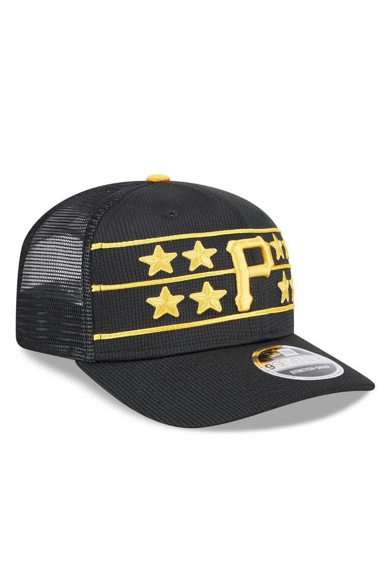 Men's New Era  Black Pittsburgh Pirates 2025 Batting Practice 9SEVENTY Stretch-Snap Trucker Hat, Alternate, color, Black
