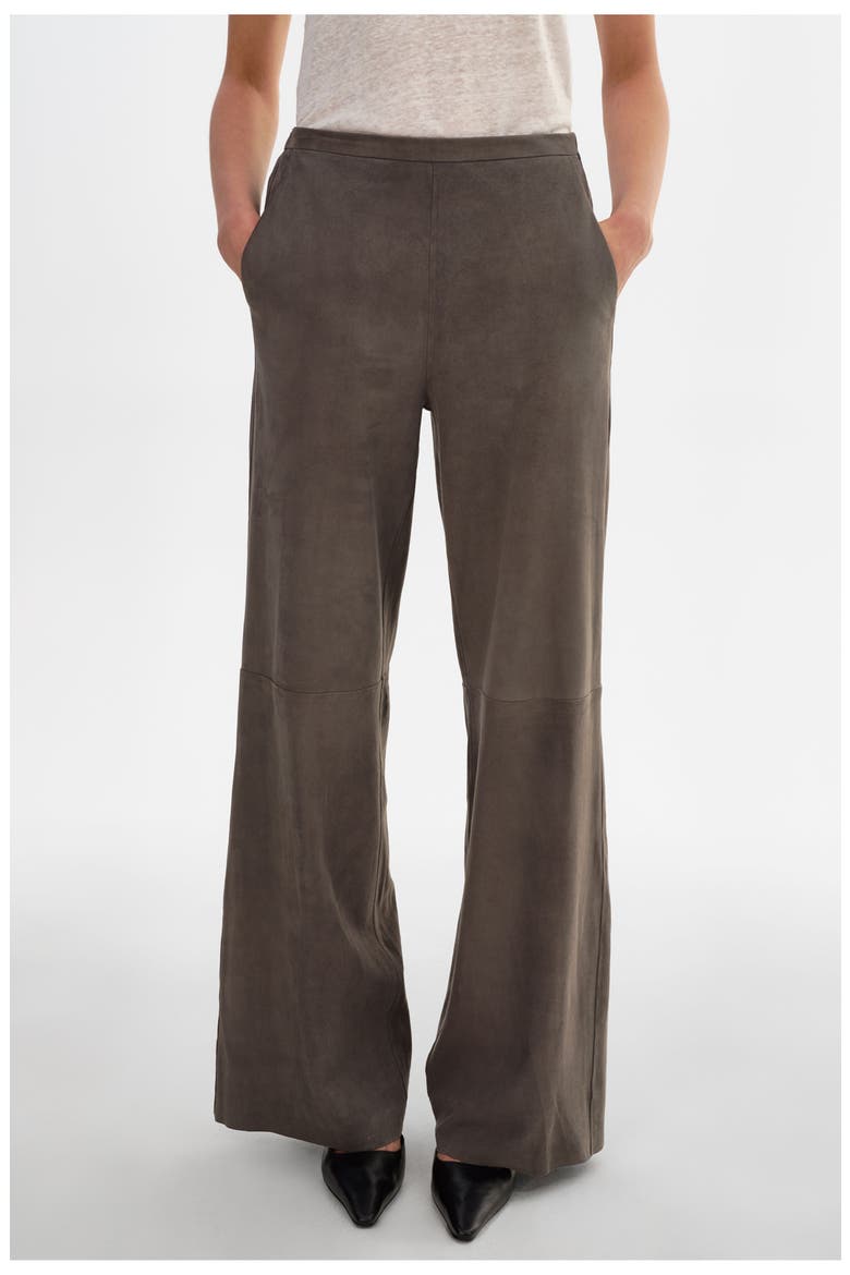 Elise | Suede Wide Leg Pants, Alternate, color, Streel Grey