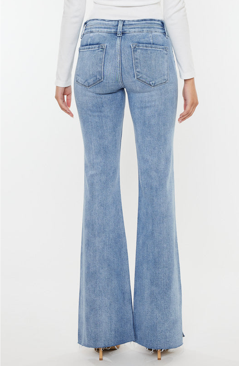 KanCan Selena Mid Rise Double Waist Band Flare Jeans, Alternate, color, Medium Wash