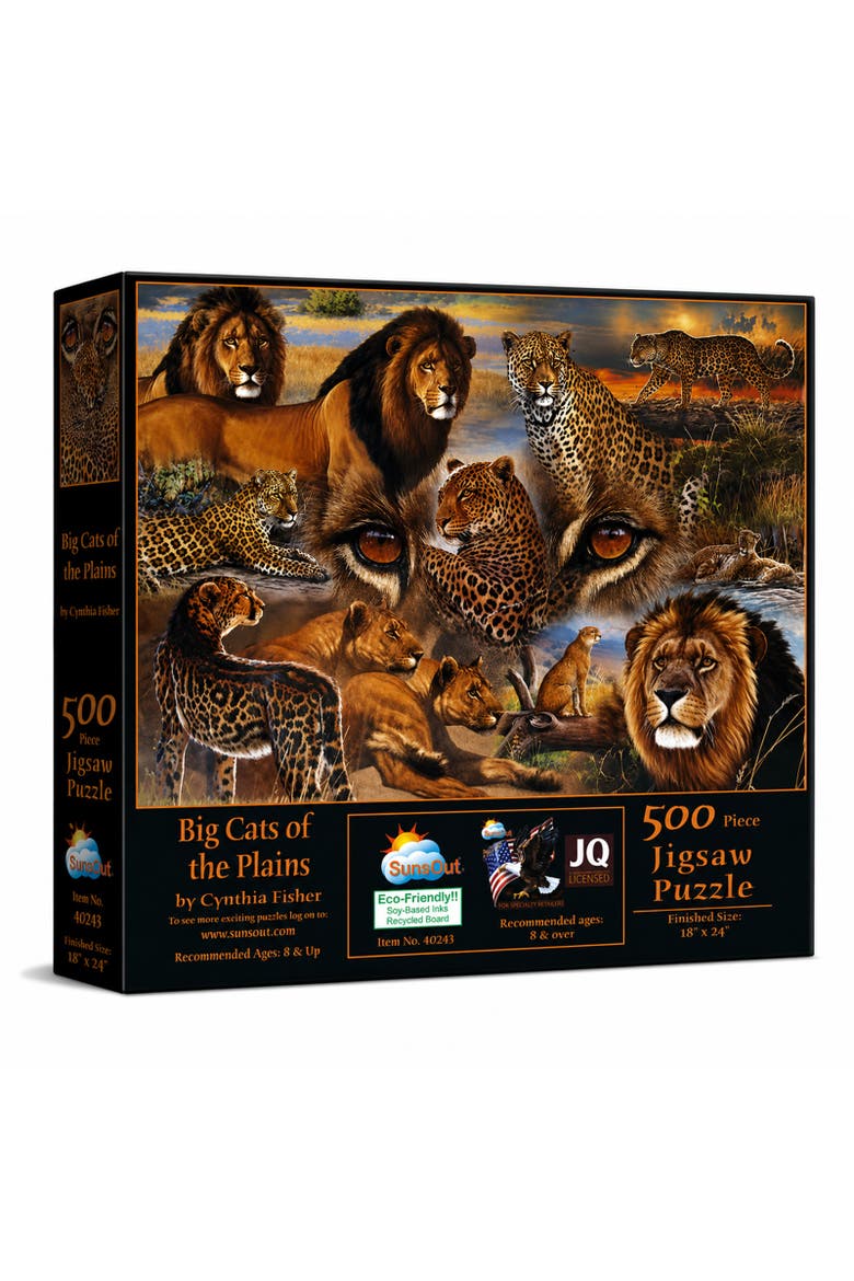 Big Cats of the Plains 500 piece Jigsaw Puzzle for Adults, Main, color, Multicolor
