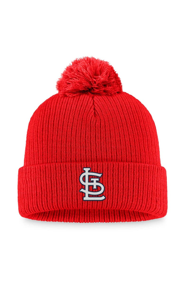 FANATICS Women's Fanatics Branded Red St. Louis Cardinals Run The Bases Long Sleeve T-Shirt & Cuffed Knit Hat with Pom Combo Set, Alternate, color, 