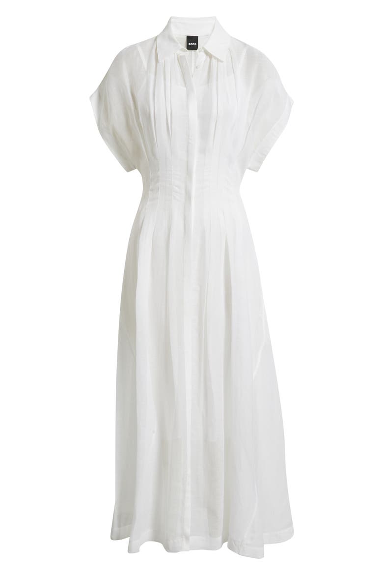 Davinata Pleated Sheer Shirtdress, Alternate, color, BRIGHT WHITE