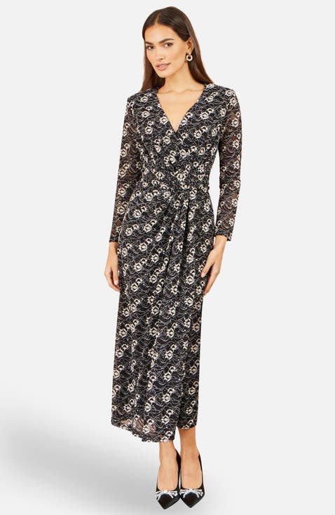 Brushed Lace Wrap Dress