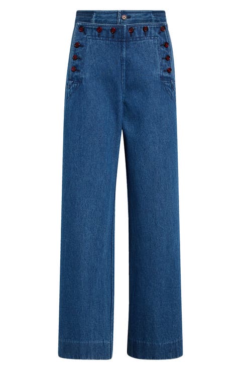 Denim Sailor Ankle Pants