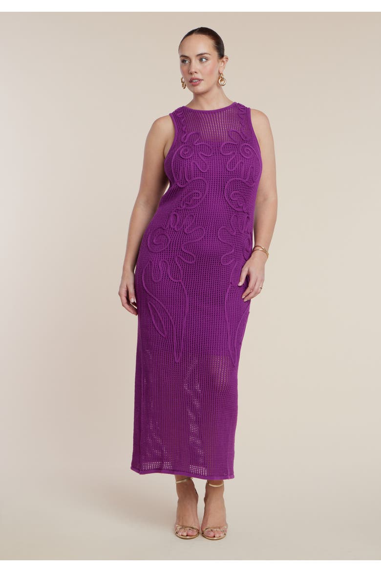 Floral Rope Knit Maxi Dress, Alternate, color, HOLLYHOCK