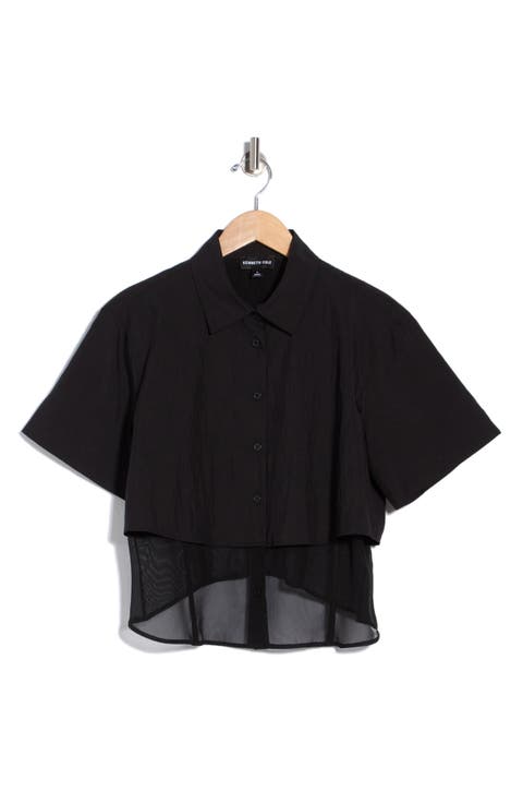 Sheer Trim Boxy Shirt