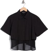 Kenneth Cole Collection Sheer Trim Boxy Shirt