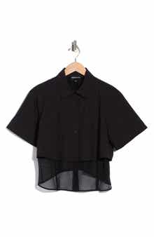 Sheer Trim Boxy Shirt