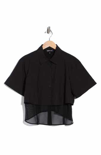 Sheer Trim Boxy Shirt