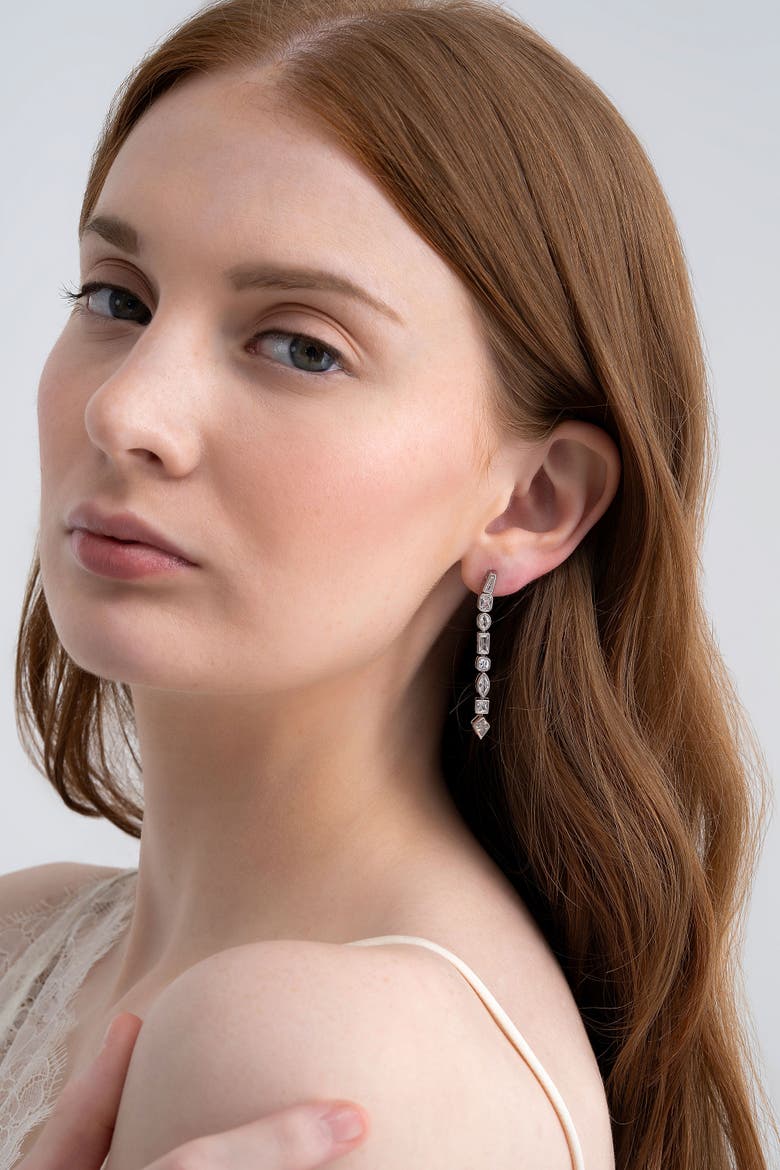 Facet Earrings, Alternate, color, Silver