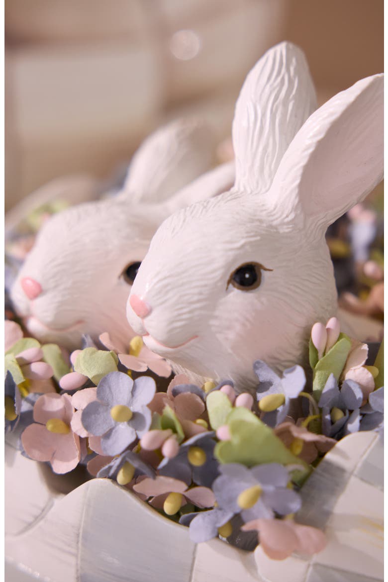Cameo Check Peekaboo Bunny Egg Figurine, Alternate, color, GREY