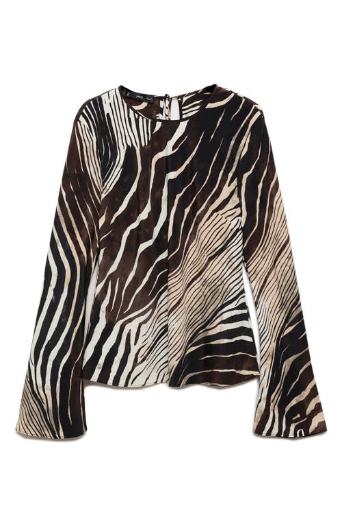 Mango Zebra Print Top In Black