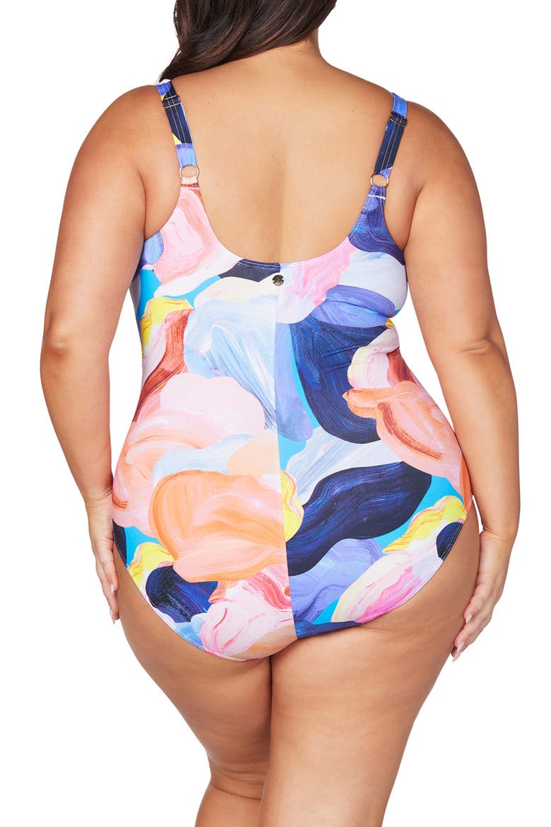 Arte a La Rue Delacroix Floral Cross Front D- & G-Cup One-Piece Swimsuit, Alternate, color, PURPLE