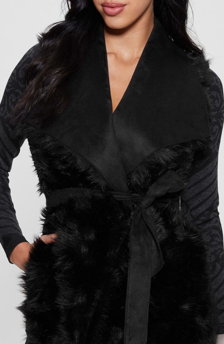 GUESS Nami Reversible Faux Fur & Faux Suede Vest, Alternate, color,