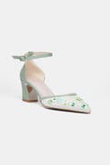 Prologue Shoes Lorelai Block Heel Embroidered Bridal Pump