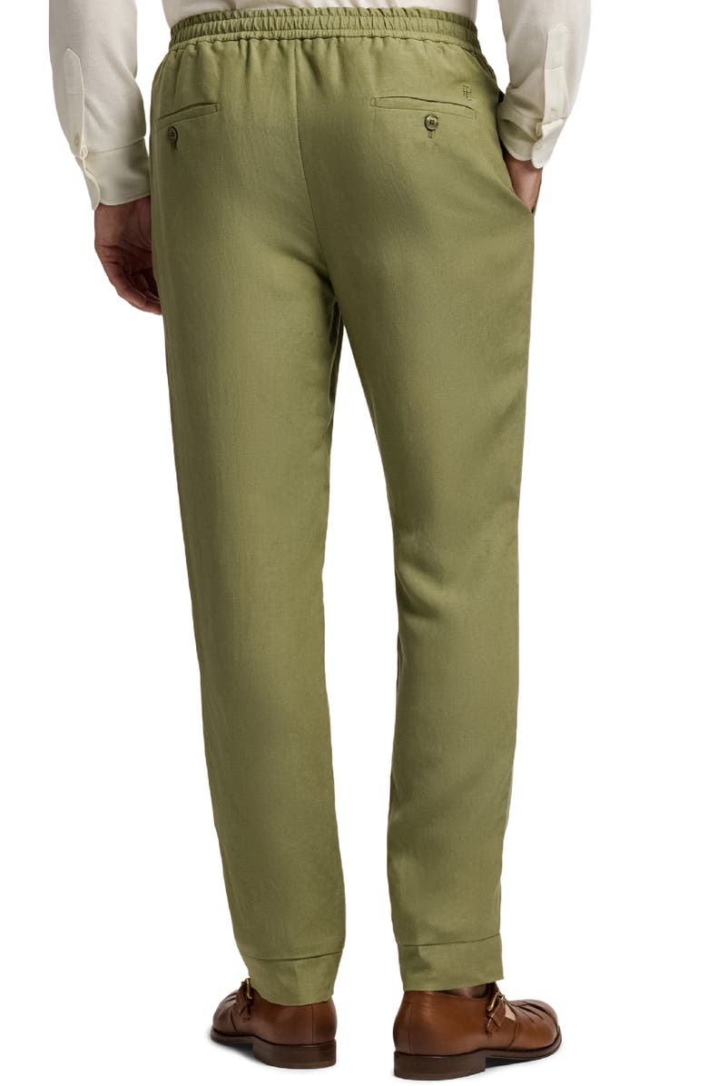Ralph Lauren Purple Label Dorset Drawstring Silk & Linen Pants, Alternate, color, Fern Green