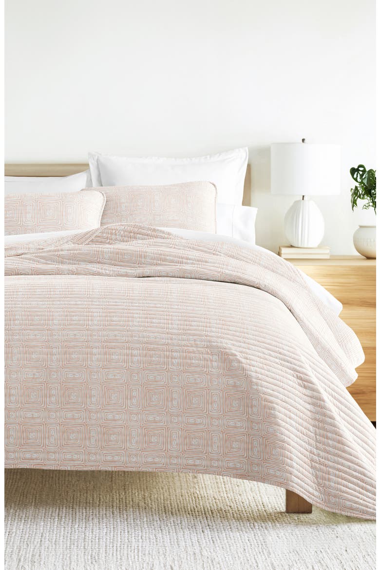 Pattern Reversible Quilt & Sham Set, Alternate, color, APRICOT