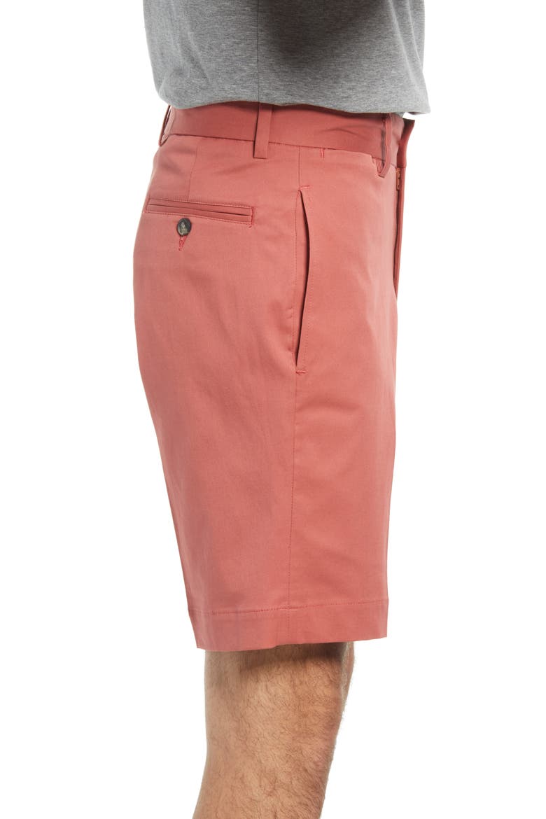 Charleston Khaki Flat Front Stretch Poplin Shorts, Alternate, color, CHARLESTON BRICK
