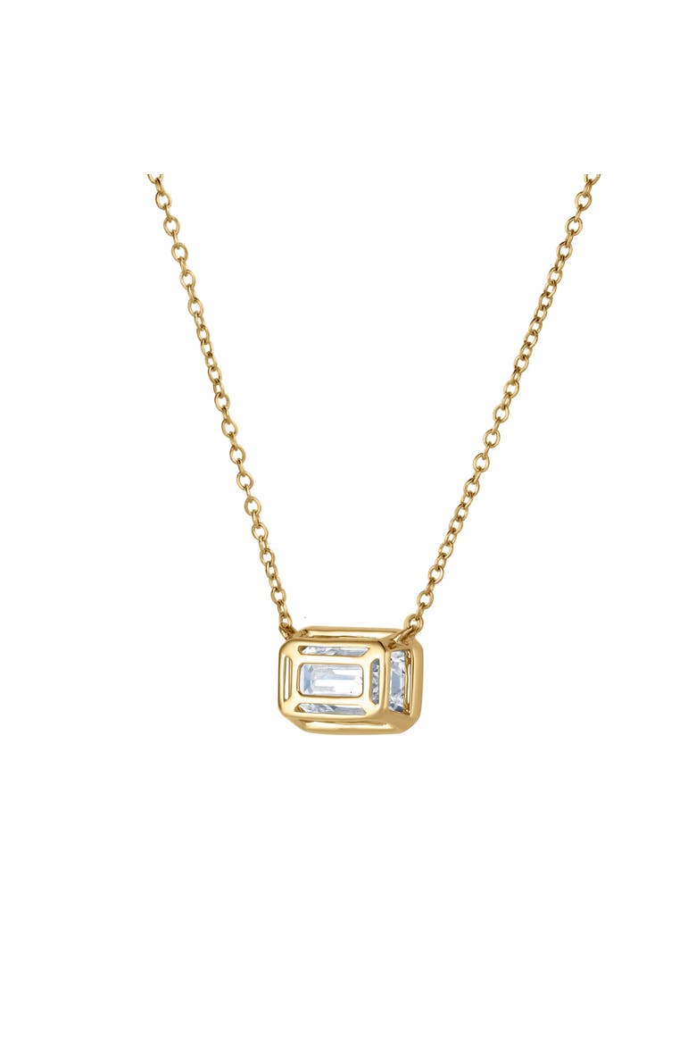 Glinda 3 Ct Lab Grown Diamond Emerald Bezel 14K Gold Necklace, Alternate, color, 14K Yellow Gold