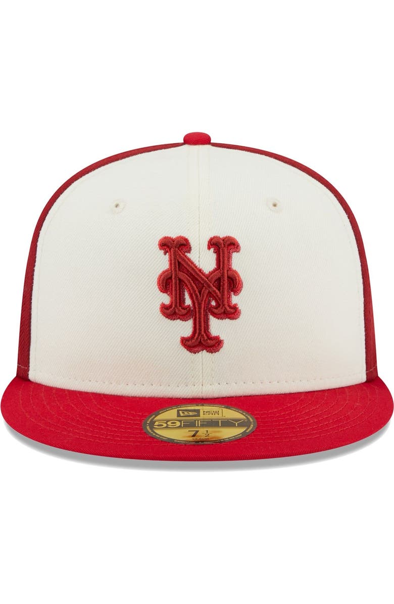 New Era Men's New Era Cream/Red New York Mets  Chrome Anniversary 59FIFTY Fitted Hat, Alternate, color, 