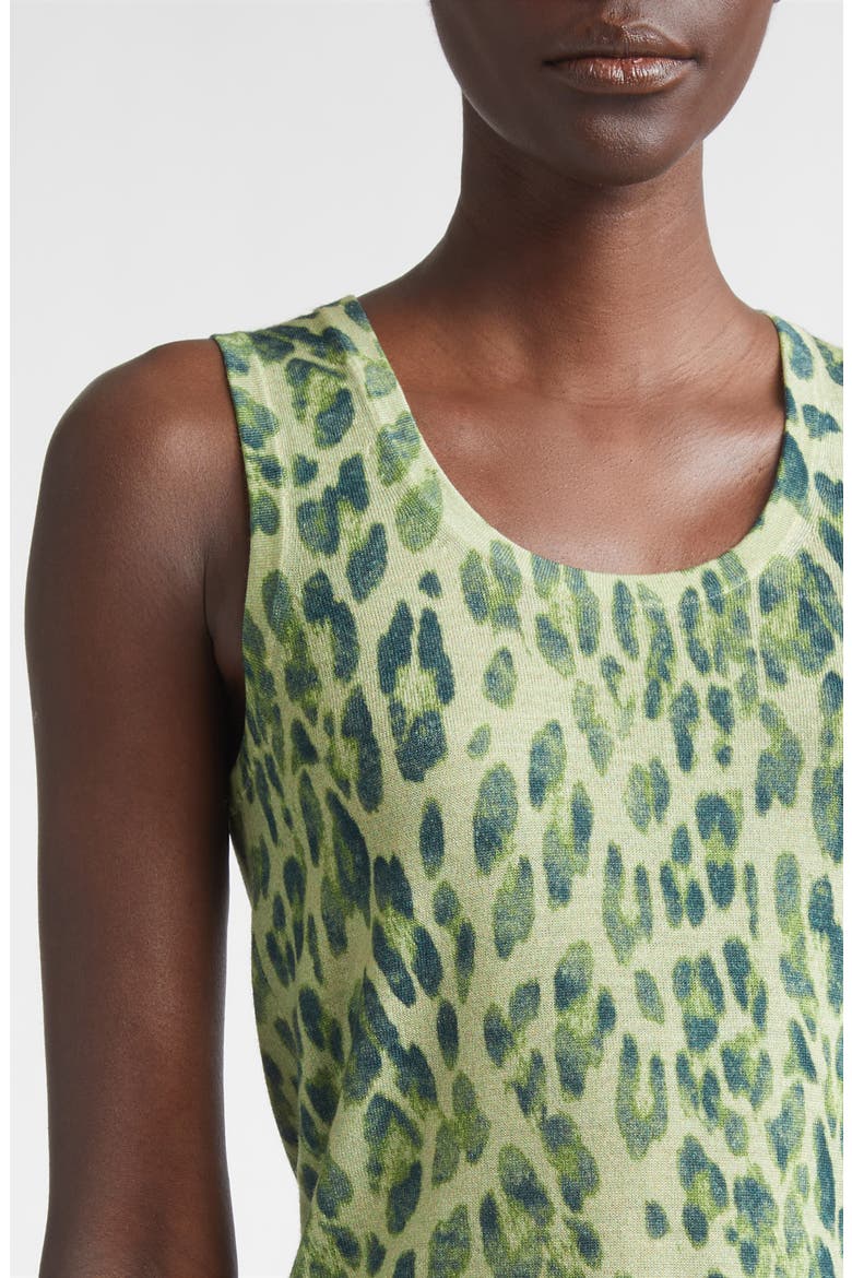 Fine Gauge Leopard Print Wool Blend Sweater Vest, Alternate, color, OLIVE MULTI ANIMAL PRINT