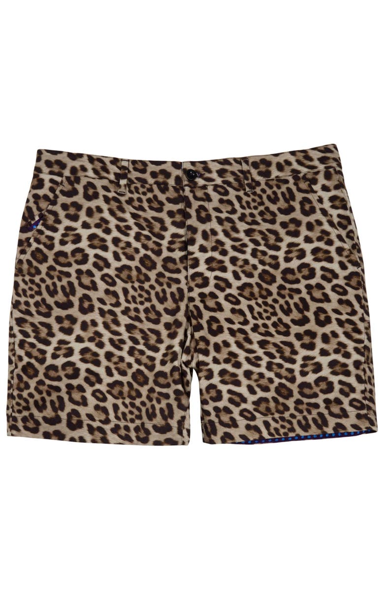 Lords of Harlech Leopard Mens Flat Front Short, Alternate, color, Leopard Brown
