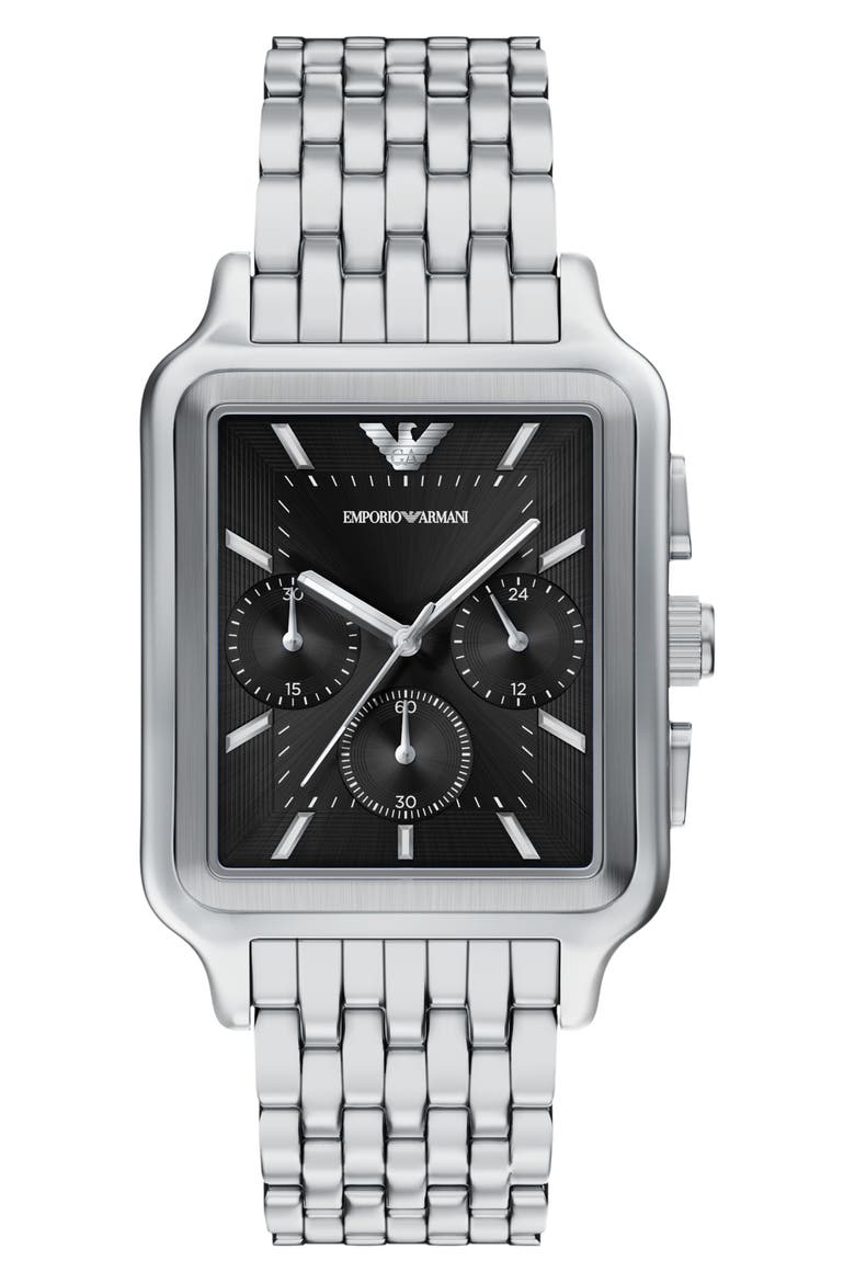 Tank Chronograph Bracelet Watch, 34mm x 50mm, Main, color, SILVER