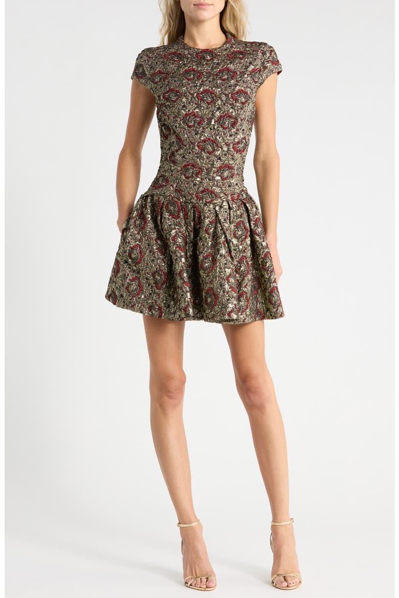 Elowen Cap Sleeve Minidress, Main, color, RUBY MULTI