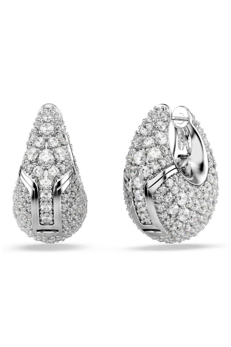 Sublima Crystal Hoop Earrings, Alternate, color, WHITE/ SILVER