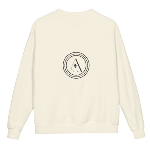 Akalia Heather Graphic Crewneck Sweatshirt In White